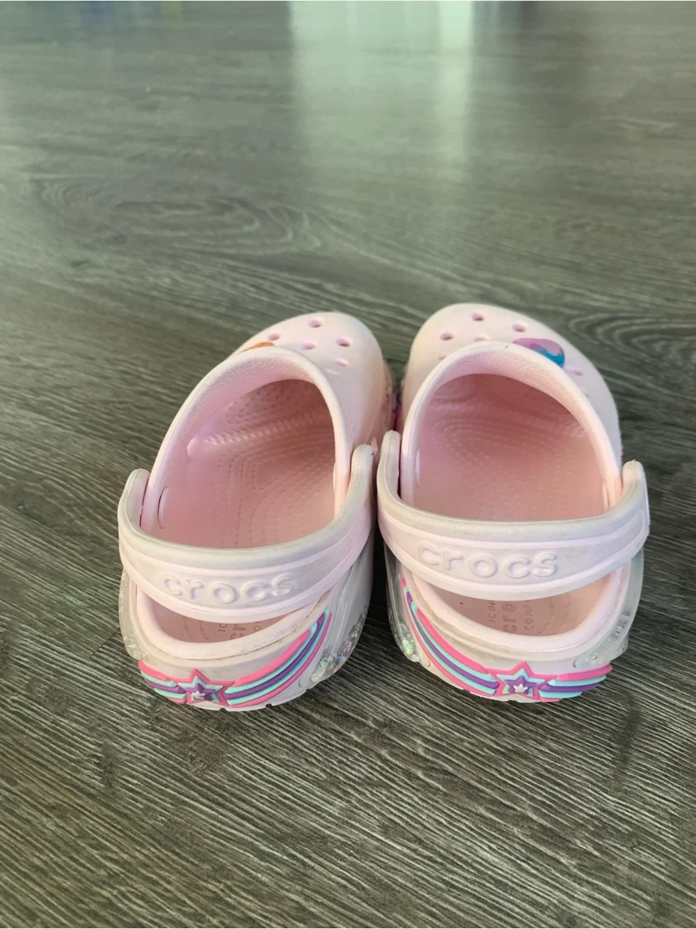 Crocs Kids Light Pink Slip-On Clogs with Decorative Charms